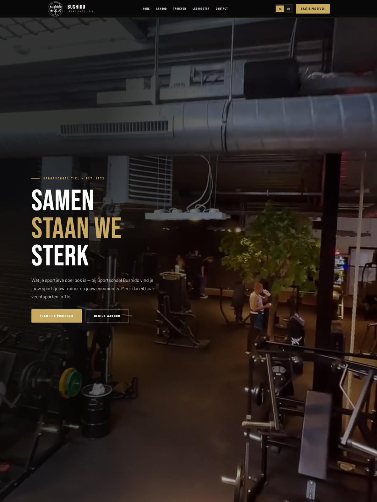 Sportschool Bushido — website voor vechtsport- en fitnessschool in Tiel, gebouwd door Site UP