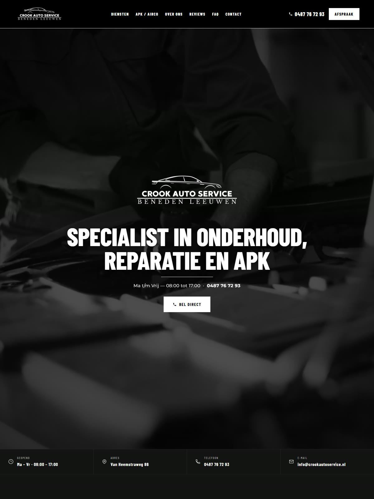Crook Auto Service — website voor autogarage in Beneden-Leeuwen, gebouwd door Site UP