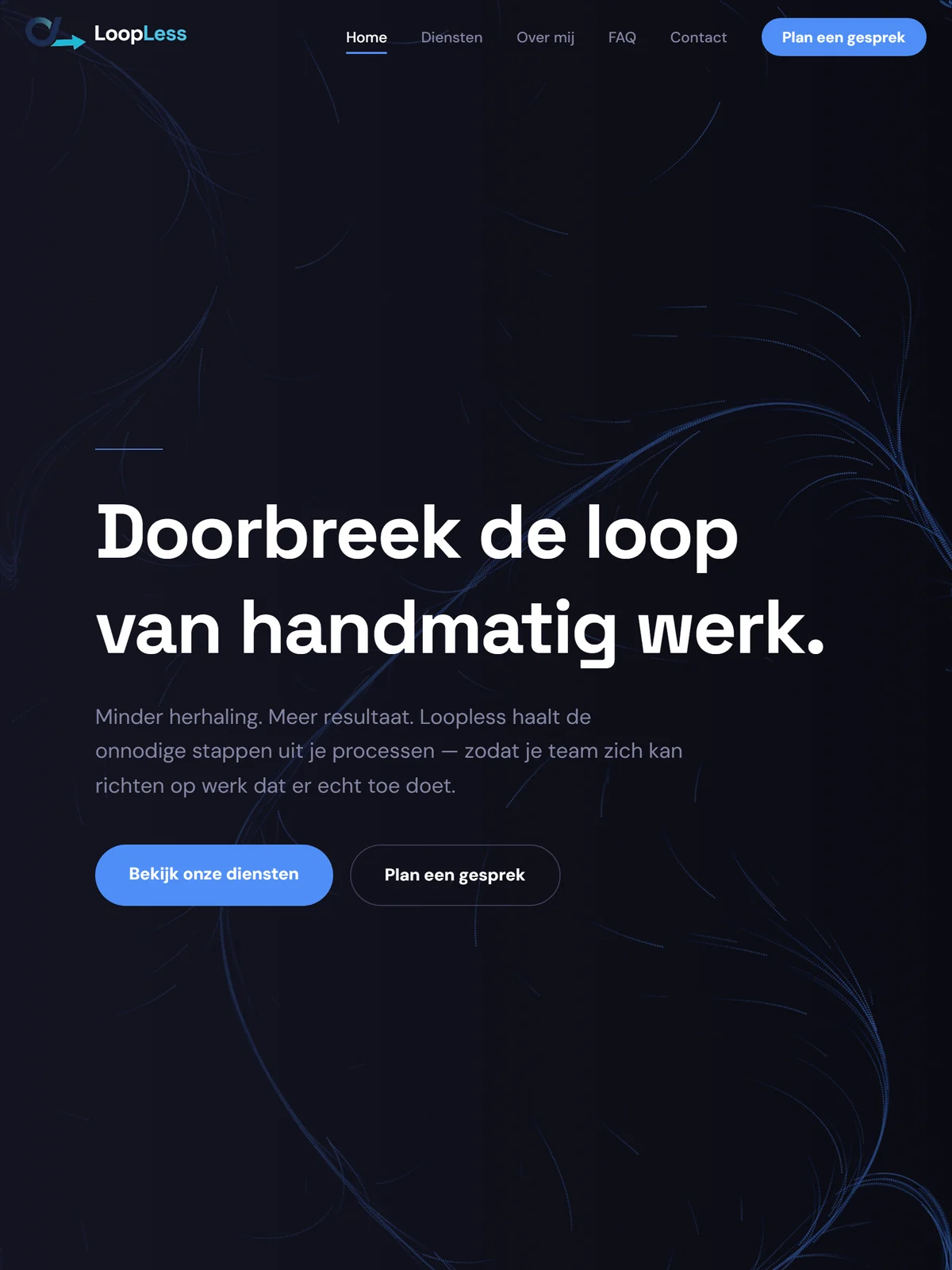 Loopless — website voor AI-automatisering bij Nederlandse MKB, gebouwd door Site UP